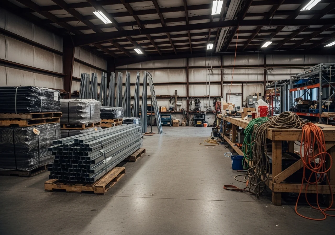 Professional roofing crew with tools and equipment ready for residential and commercial projects.