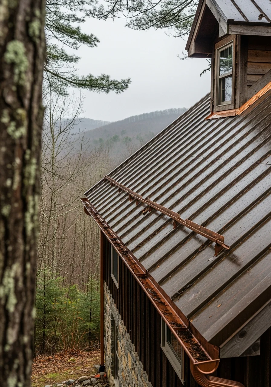 Rural Randolph County property with forest setting and mountain terrain in background.